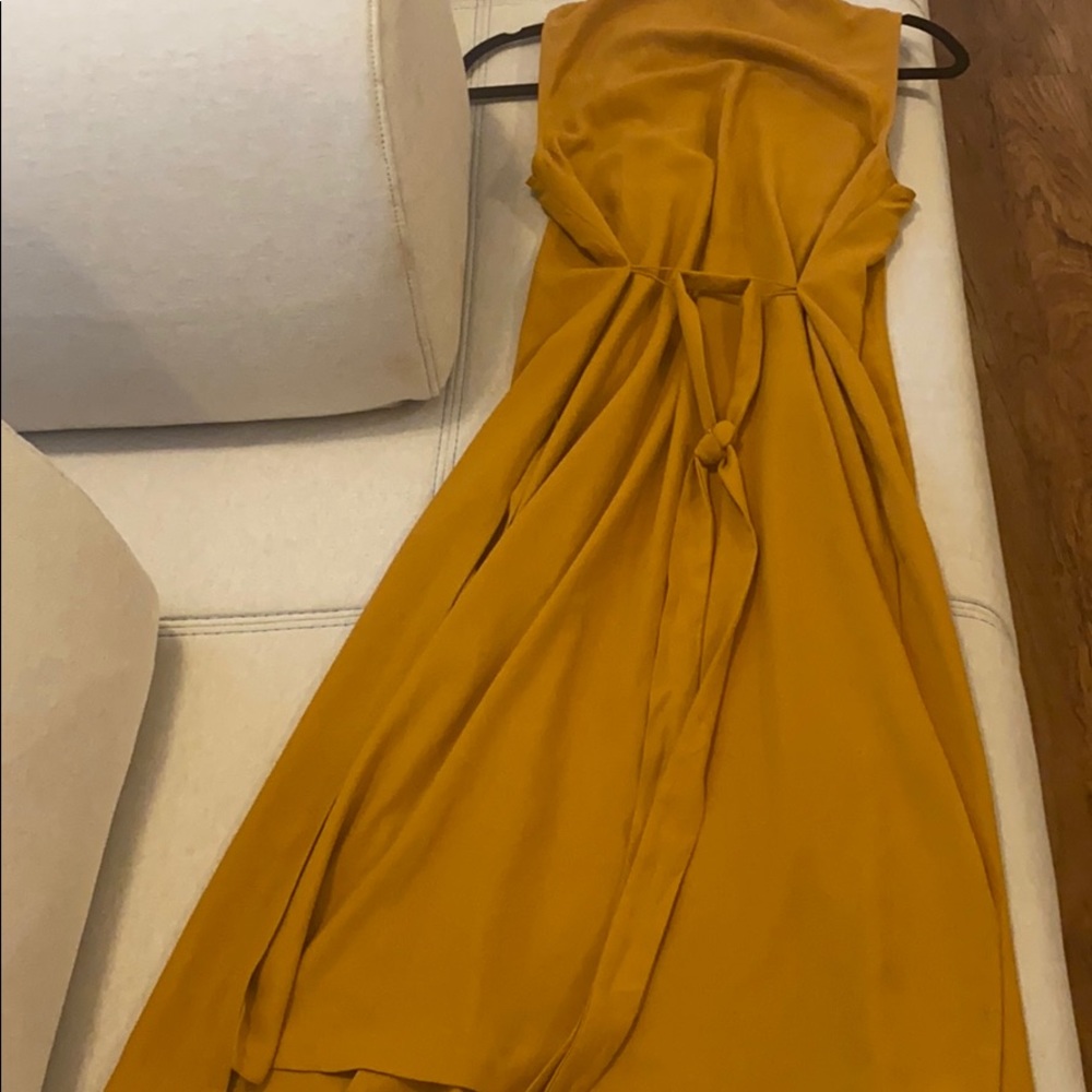 Longline boyfriend Vest with splits, Mustard